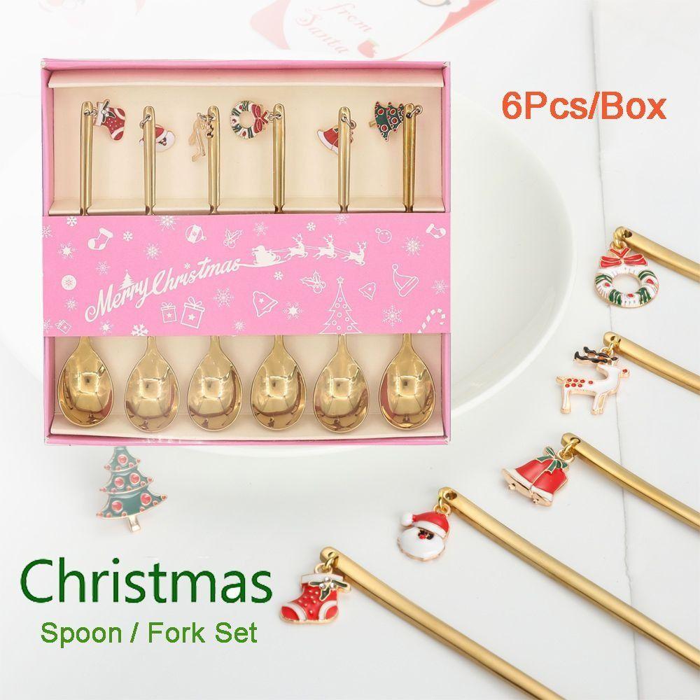 Elk Pendant Coffee Spoon Stainless Steel Tea Spoon Creative Christmas Spoon Set Home Decor