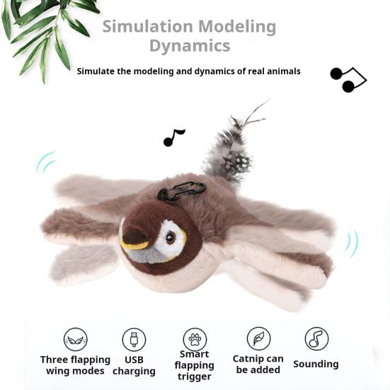Машущие птицы игрушка для кошек интерактивная чирикающие птицы игрушка для кошек погоня электрическая плюшевая игрушка машущие крылья для кошек и собак набрасывание охотничий инстинкт