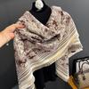 New Women'S Fashionable Imitation Cashmere Autumn And Winter Warm Large Square Scarf Double-Sided Tassel Scarf Air Conditioning Shawl