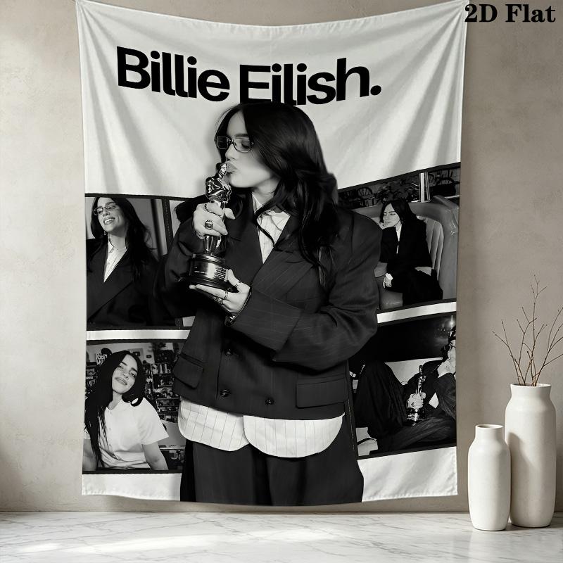 Настенный гобелен Billie Eilish Эстетичный настенный подвес Печатный тканевый плед Декоративные гобелены для спальни гостиной домашнего декора