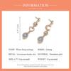 Bisaer Asymmetric Love & Moon Rhinestones Stud Earring for Ladyies Gentle Jewelry