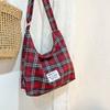 Осенняя новая клетчатая холщовая сумка в литературном стиле, вместительная, практичная, универсальная, для учебы, на одно плечо, через плечо