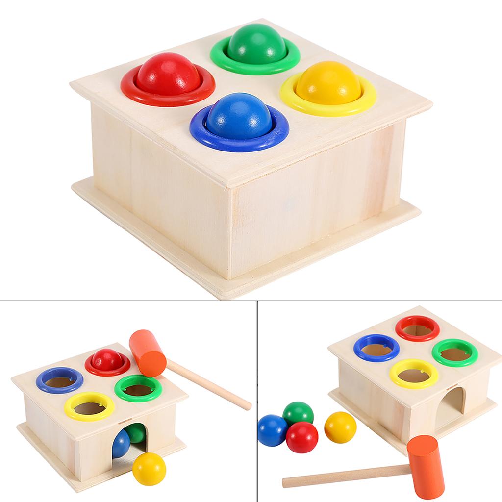 Novel Kids Hammering Game Wooden Ball Hammer Box Children Early Learning Educational Toy