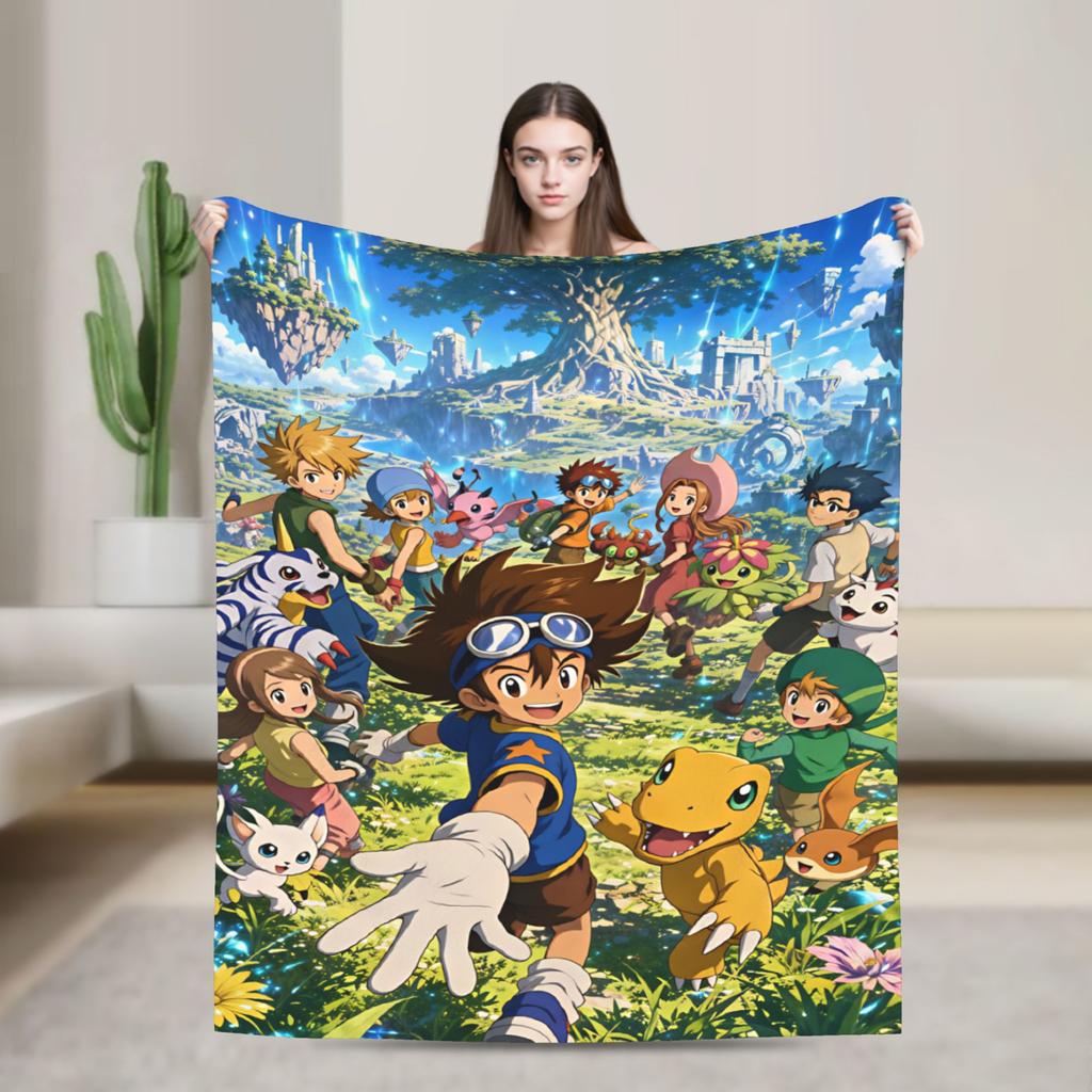 Плюшевое одеяло Digimon для девочек и мальчиков, фланелевое плед для дивана, кресла, супермягкое, качественное покрывало, подарок