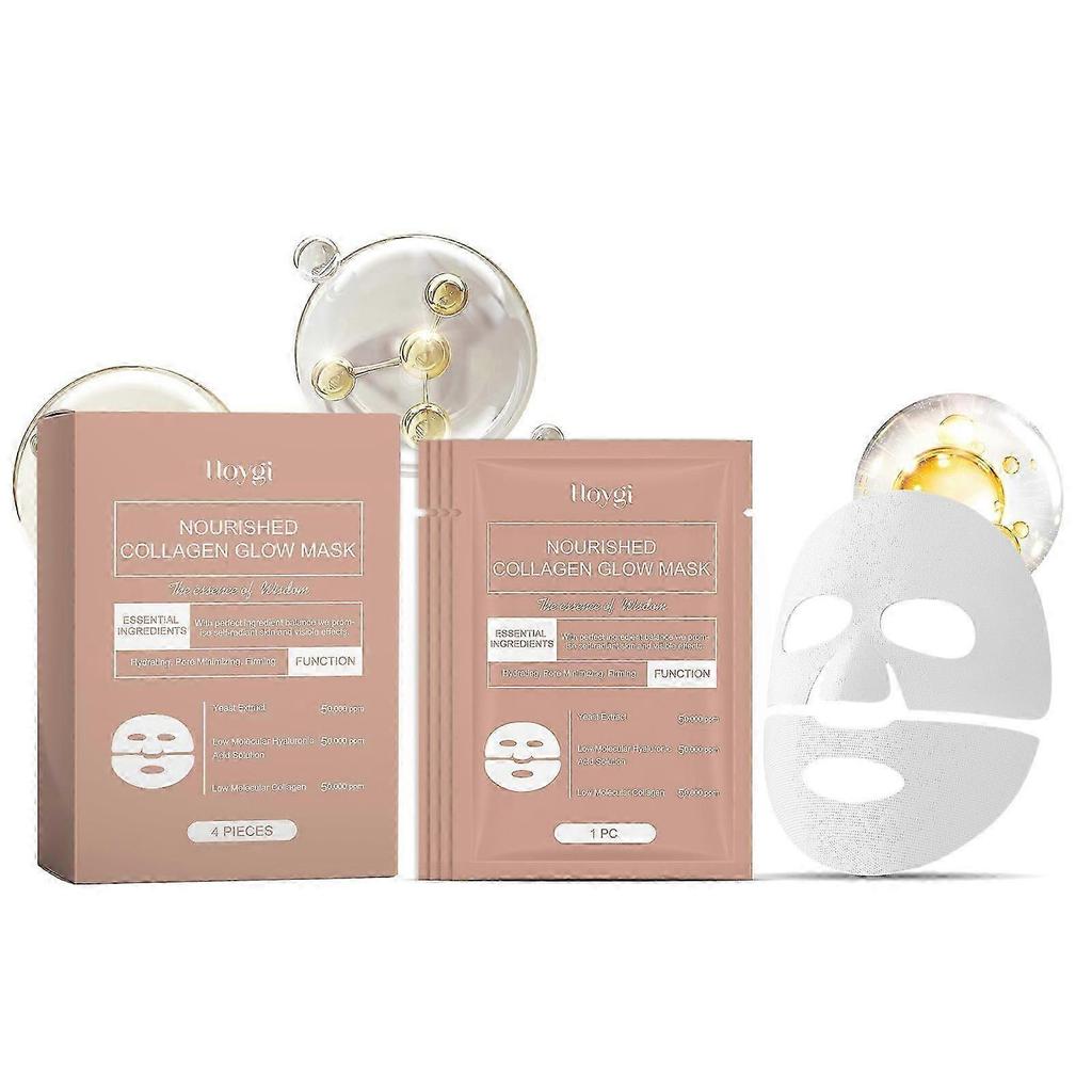 Revitalizing Collagen Moisturizing Facial Mask - Deep Hydration, Brightening Skin Care for Radiant, Nourished Complexion (4 Pack)