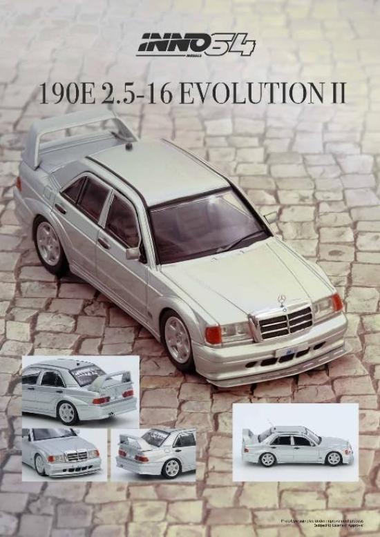 Inno Models 164 Серебристая модель Mercedes 190E 190E-SIL