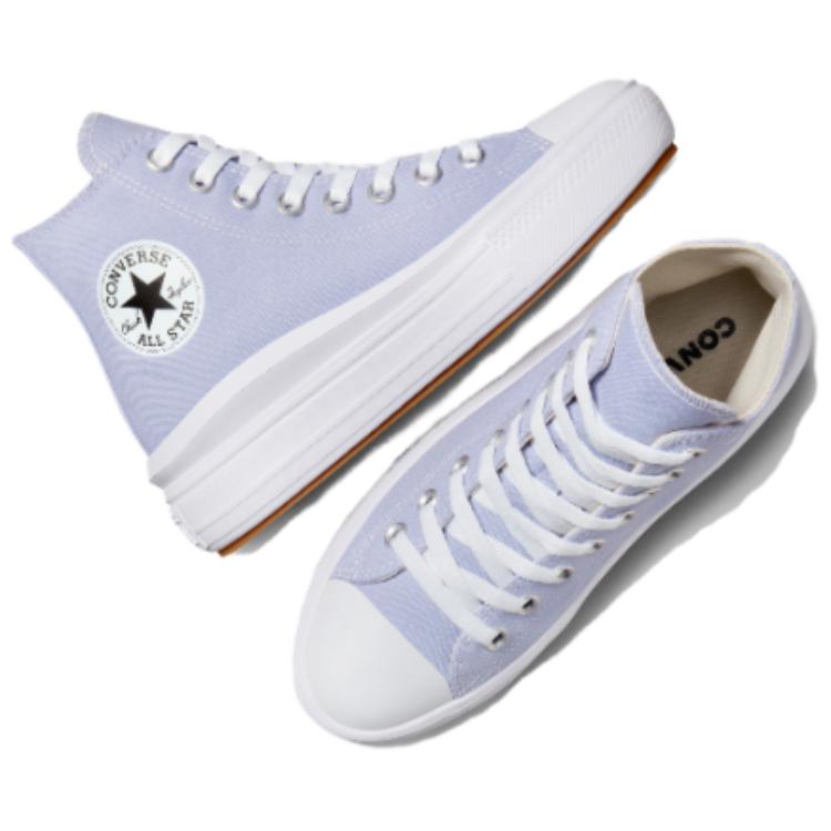 Converse Кеды на платформе Chuck Taylor All Star Move Модные Универсальные Высокие Канвасовые Кроссовки Женские Сиренево-Фиолетовые A08294C