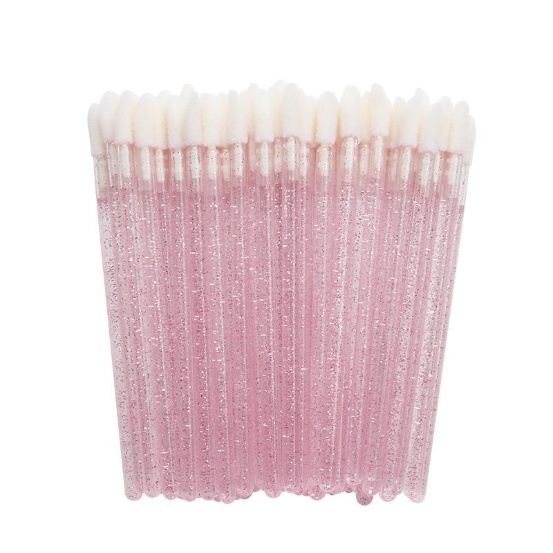 Shiny Crystal Disposable Eyelash Applicator 50pcs/Bag with Nylon Mascara Wands Spoolie Brushes for Lash Extension & Makeup Tools