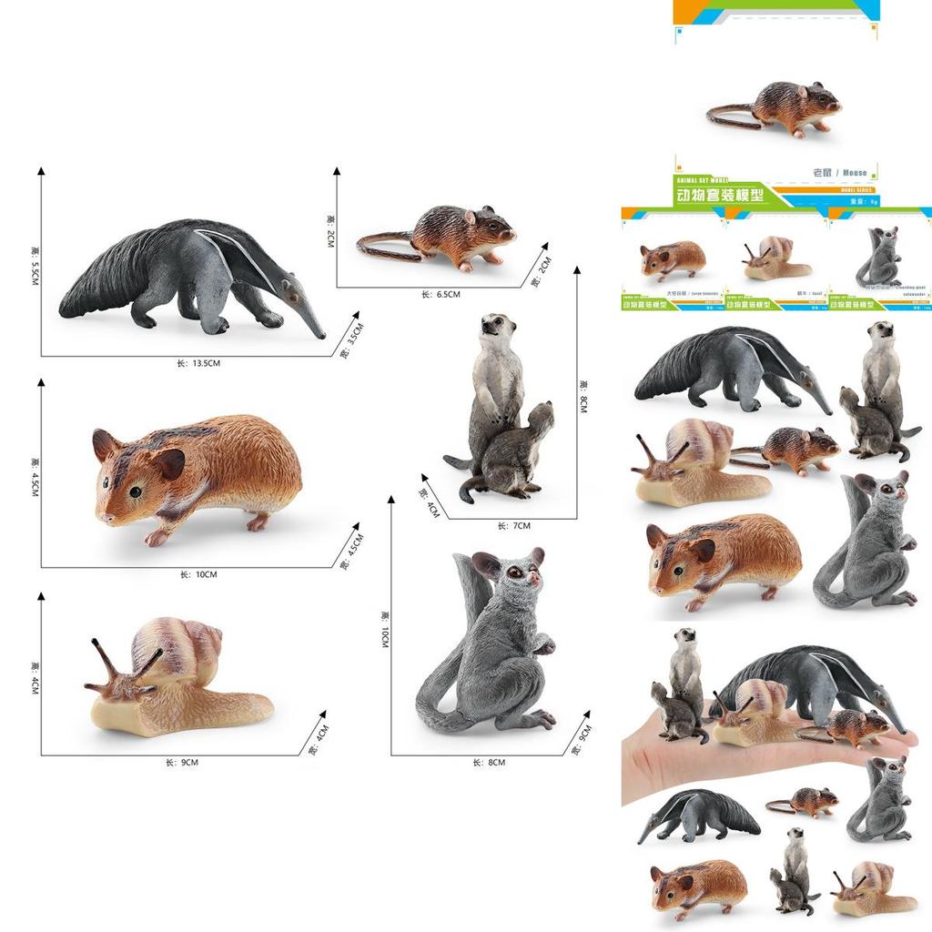 Очаровательные пластиковые фигурки лесных животных с хомяком, улиткой, сахарным поссумом, мышью, сурикатом и муравьедом для творческой игры