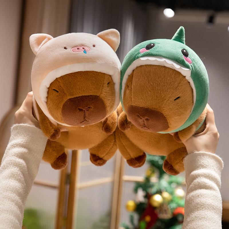 Cute Capybara Plush Toy 22 28 38CM Soft Simulation Cosplay Pig Dinosaur Chick Shark Doll Perfect Gift for Kids