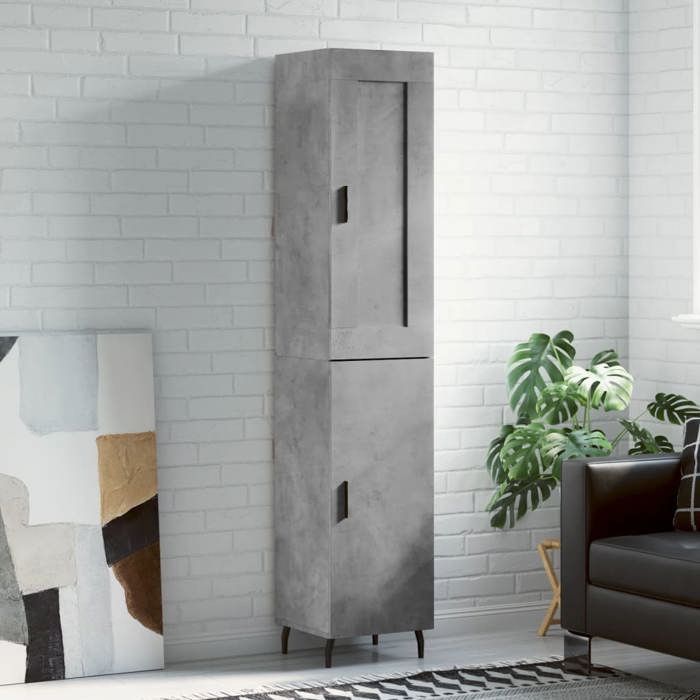 Maison Exclusive - Buffet haut Gris béton 34,5x34x180 cm Bois d'ingénierie