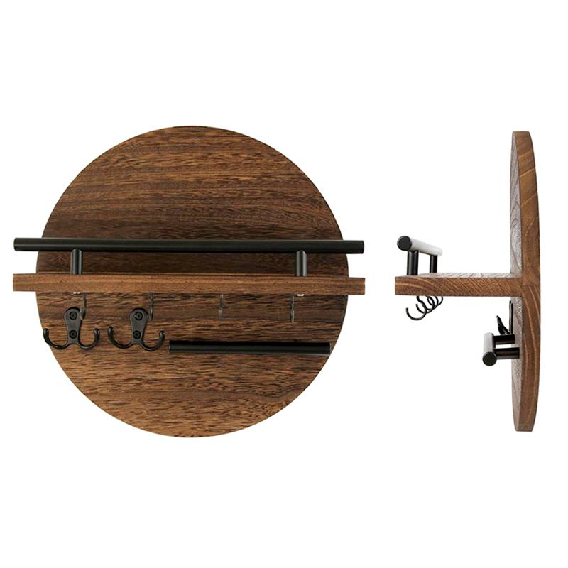1 шт. деревянные крючки в стиле ретро, круглая стойка для хранения вещей, практичная настенная карбонизированная цветная подставка для ключей, украшение для входа, хранение
