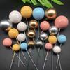 Gold, Silver, and Colorful Round Ball Cake Decorations - Birthday Party Cold Style Ornaments Available