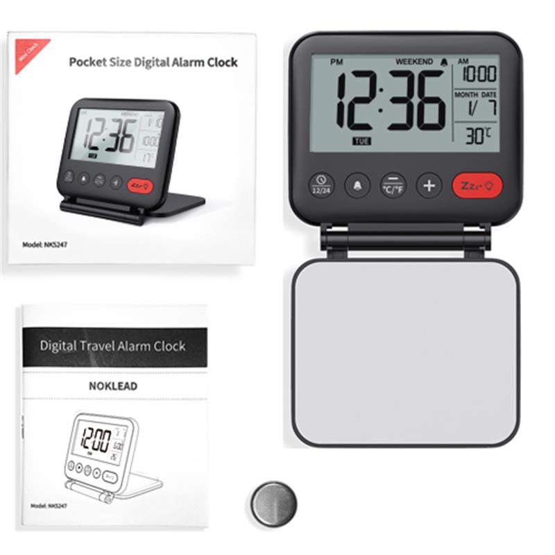 Цифровой дорожный будильник для спальни, офиса, небольшой настольный ЖК-часы с подсветкой, датой, температурой, повтором сигнала 12/24 часа, выходными