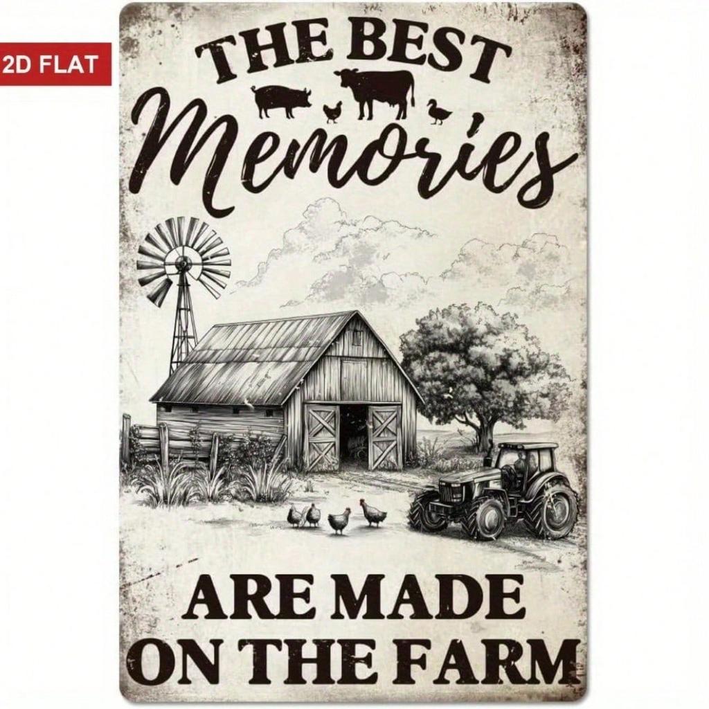 Винтажная металлическая табличка для фермы Ретро farmhouse Настенное искусство Сельский Лучшие воспоминания, созданные на ферме Подарок на новоселье