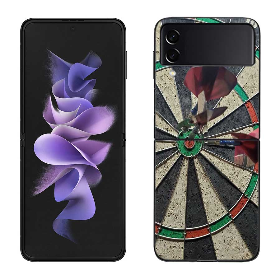 Darts Aesthetics Wire Target Phone Case For Samsung Z Flip 7 6 5G Galaxy Z Flip 5 4 3 Black Hard Cell Cover Luxury PC Shell Coq