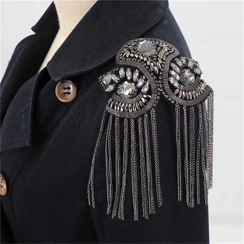 1Pc Fashion Handmade Shoulder Jewelry Tassel Rhinestones Epaulettes Clothing Accessories Brooch Epaulet Shoulder Brooches Gift