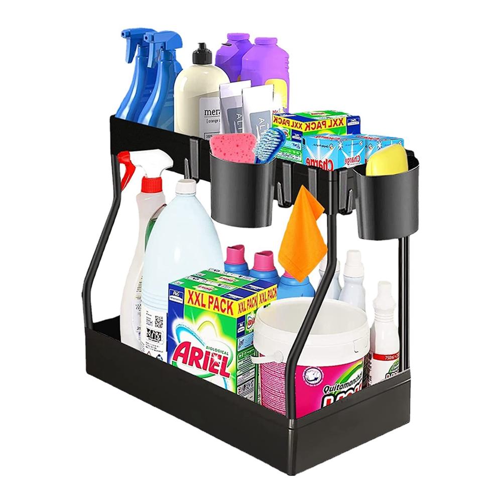 Органайзер под раковиной, 2-х уровневая выдвижная полка для раковины, многоцелевые полки для хранения, шкаф для хранения под раковиной, кухонный органайзер