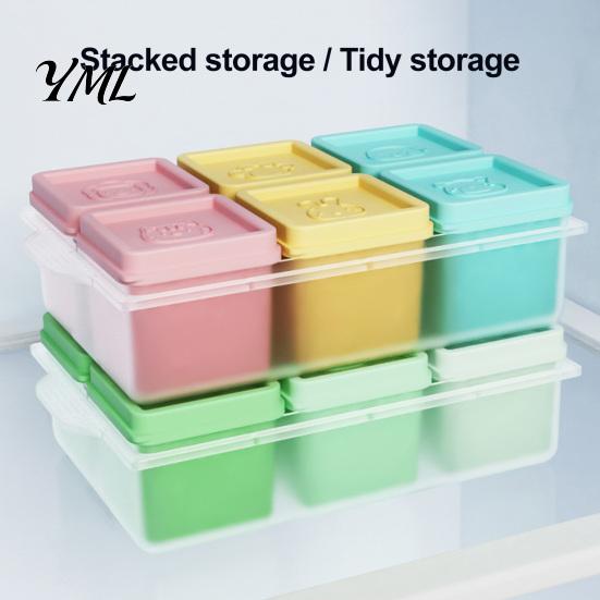 Easy Release Food Trays Grade Silicone Freezer Molds, Large Capacity 6 Compartments Meal Portion Control Baby Feeding Prep Containers, Leak-proof