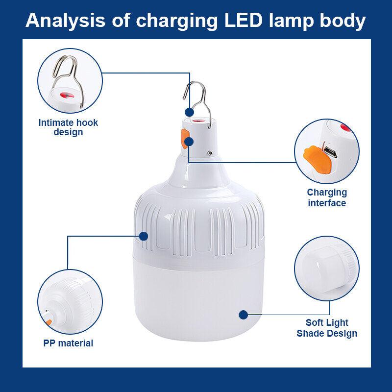40W Led Bulb Outdoor Portable Rechargeable Garden Lamp Yard Hiking Tent Fishing Camping Emergency Lantern Lighting