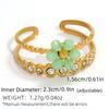 Exquisite Colorful Zircon Flower Design Stainless Steel Rings Gold Plated Waterproof Jewelry For Daily Wear Vacation Seaside