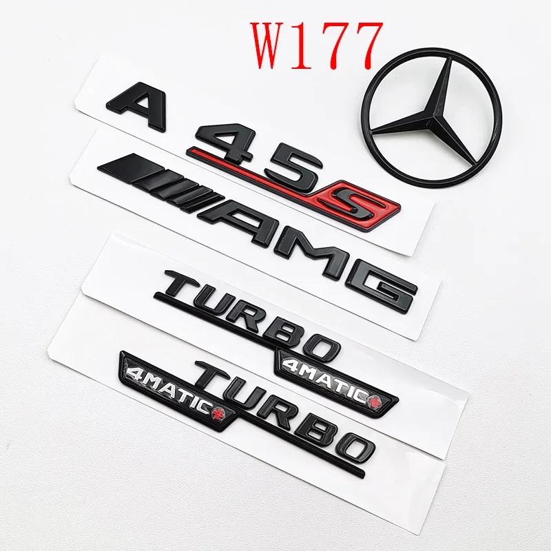 Для Mercedes Benz Для Mercedes Benz A 45S AMG W177 3D ABS Черный Логотип A45S Турбо 4MATIC Значок Звезда на Заднюю Часть Автомобиля Наклейка на Багажник AMG Emb