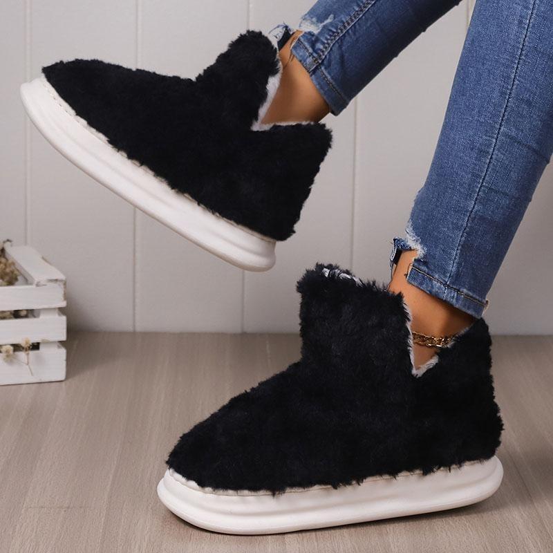 Зимние хлопковые тапочки из овечьей шерсти, новые пушистые плюшевые тапочки, обувь на меховой плоской подошве, уличные женские хлопковые сапоги, теплые домашние флисовые сапоги на толстой подошве