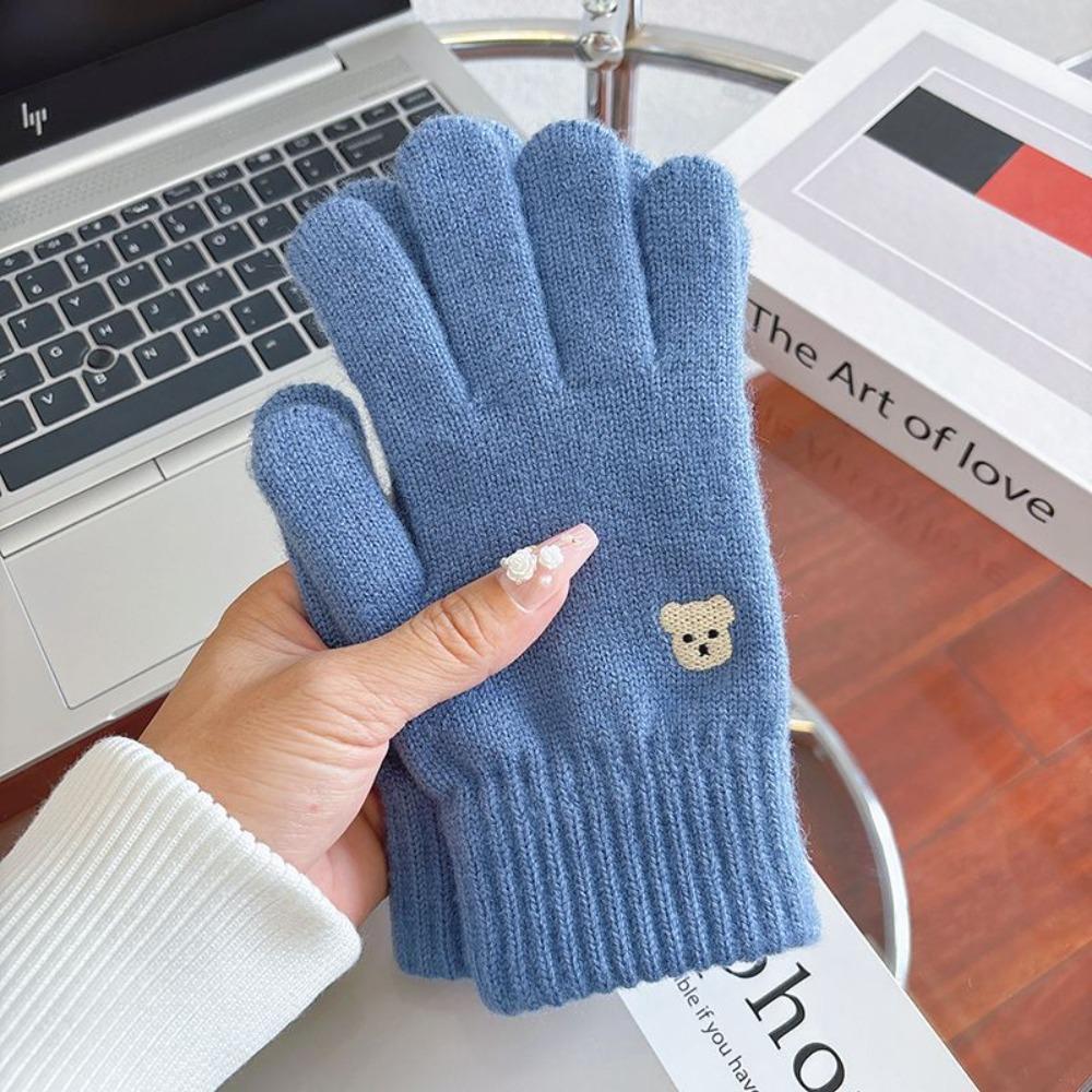 Protection From Cold Women Bow-knot Warm Gloves Touch Screen Knitted Gloves for Men and Women