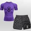 Mens Quick-Dry Breathable 2-Piece Sport Set Short Sleeve T-Shirt Shorts Gym Workout Running Outdoor Fitness
