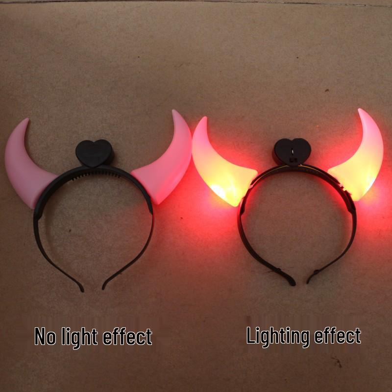 Luminous Halloween Pumpkin & Horn Headband for Kids & Adults