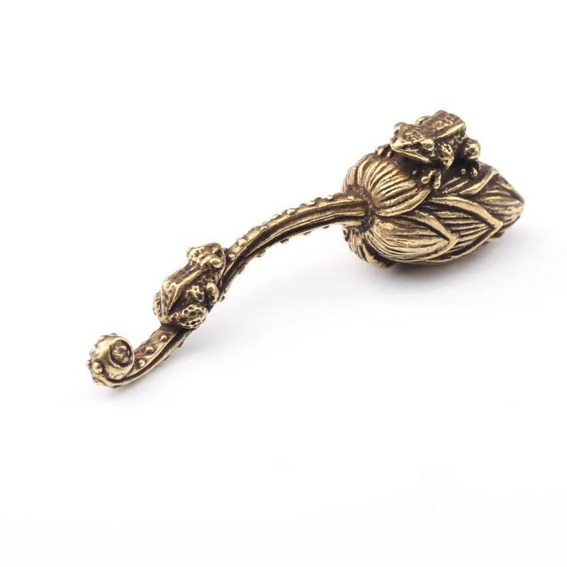 Retro Bronze Mother And Child FrogLotus Zen Ornaments Pure Copper Animal Miniature Tea Pet Home Decoration Accessories
