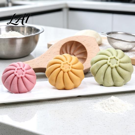 Handmade Bun Press Wooden Steamed Maker Mold Dough Pressing Tool for Buns Solid Kitchen Baking Gadget Wood Asian Dumpling Pastry Shaping And