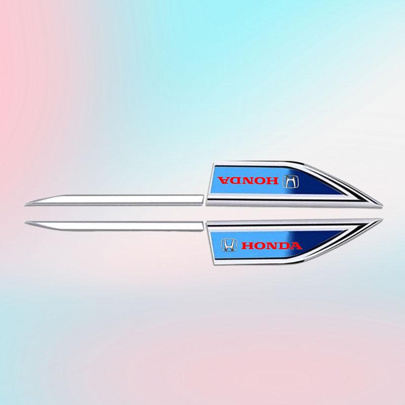 FIQ1 2Pcs Metal Blade Emblem Badge Sticker Side Doors Fender Decal for Honda CITY CIVIC Mugen INSPIRE XRV CR-V URV Fit Type R Vezel