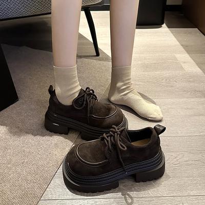 Ретро матовые лоферы маленькие кожаные туфли женские 2025 весна новые британский стиль мода короткие Ле туфли на платформе