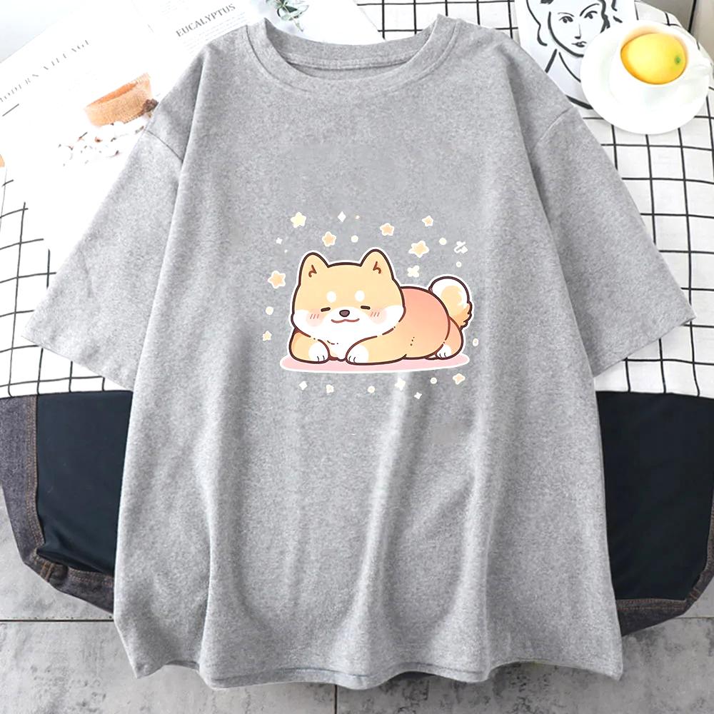 Shiba Inu Dog Print Summer UnisexWomen ONeck Tshirt Casual Short Sleeve Pullover Fashion Streetwear Clothes Novelty TShirt