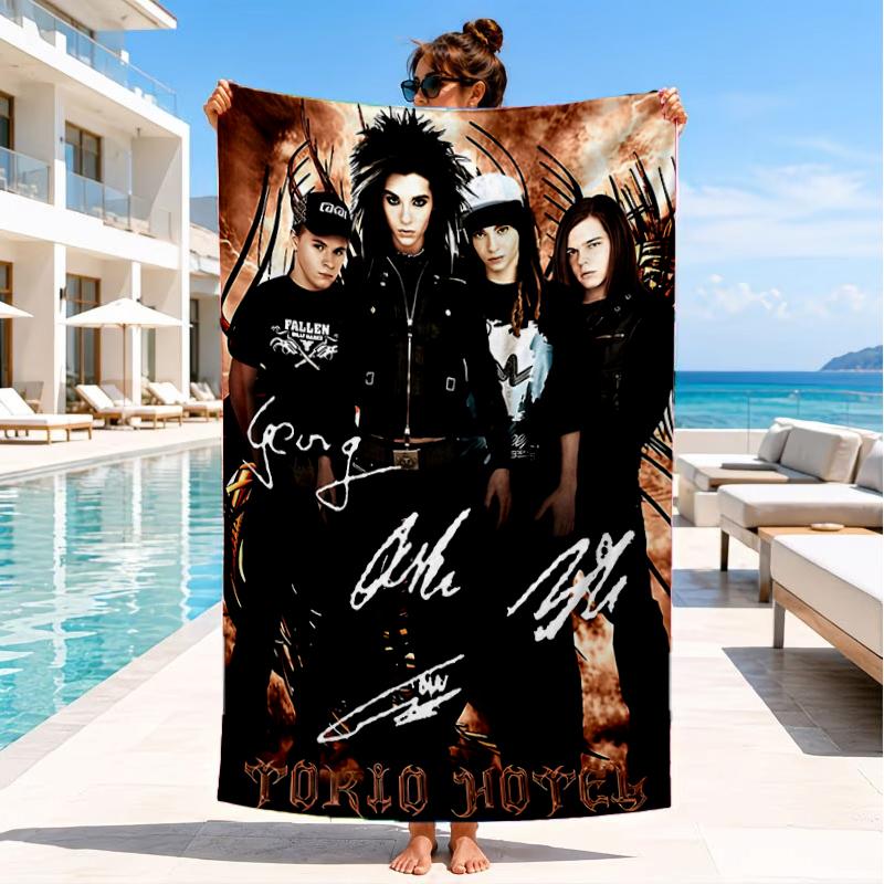 Music Band Tokio Hotel  Beach Towel, Super Soft Microfiber, Perfect Gift for Her/Him, Birthday, for Pool, Beach, Travel, Decor Beach Party