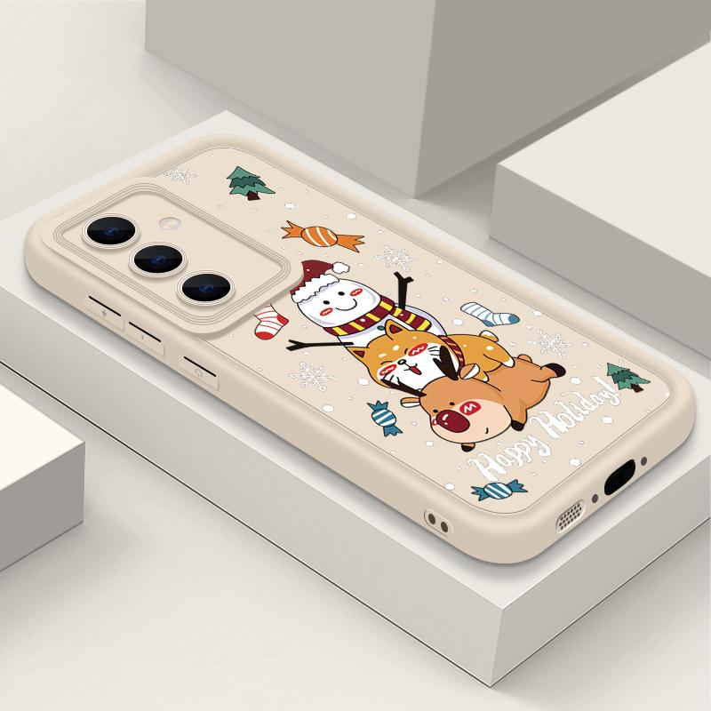 Чехол с рисунком оленя для Samsung S24 S23 S22 Ultra S21 Plus S20 FE A55 A35 A54 A53 A52 A34 A15 A14, противоударный мягкий чехол для телефона со снеговиком