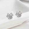 Модные серьги-гвоздики милой формы серебристого цвета для девочек, украшения, белые сверкающие серьги Минни