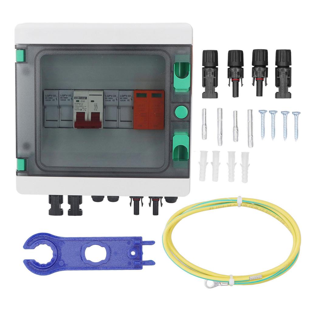 PV Combiner Box 2 String Водонепроницаемый солнечный Combiner Box с предохранителем 15A 32A Автоматический выключатель DC500V