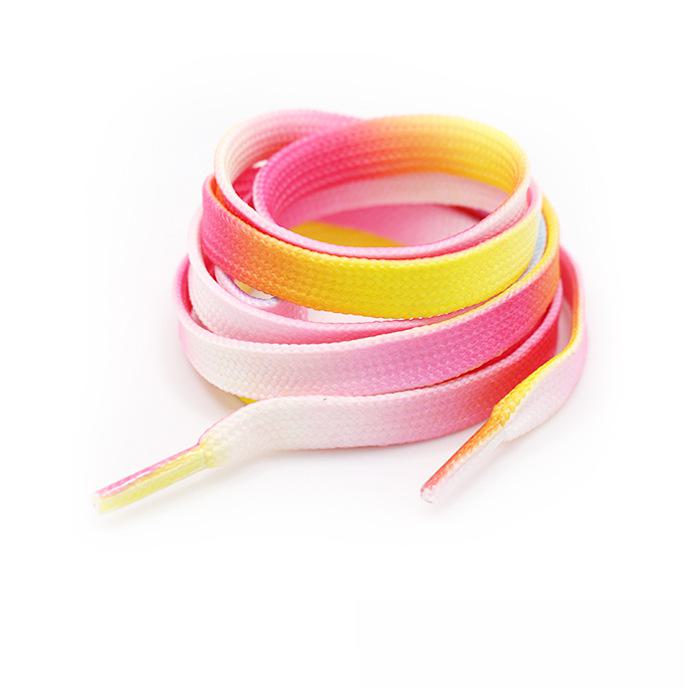 8 мм радужные градиентные цветные шнурки для белой плоской обуви, персонализированная печать