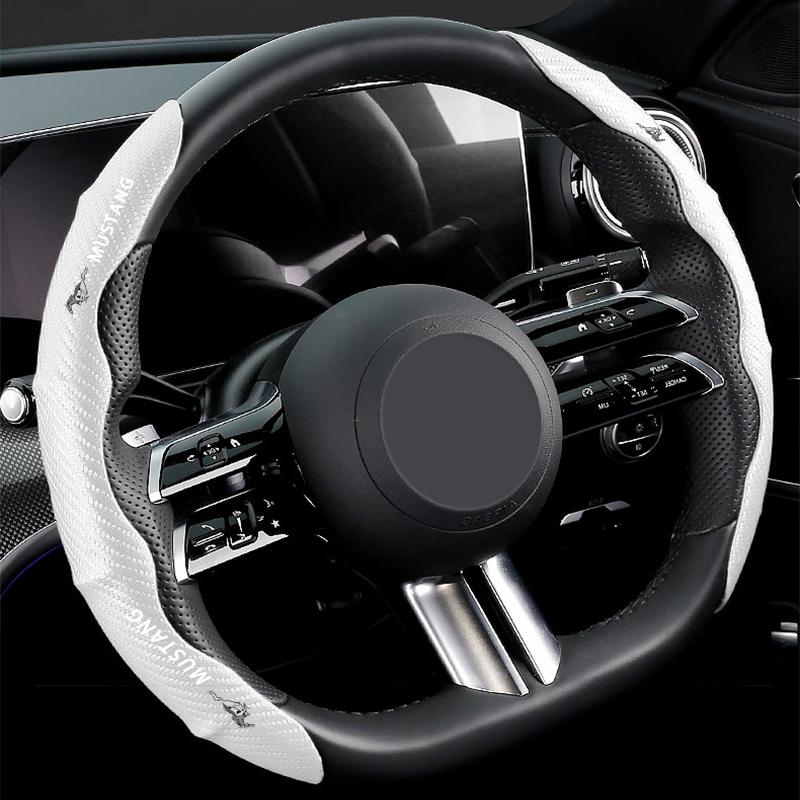 Car Steering Wheel Cover Carbon Fiber Sports Ultra-thin Non-slip Card Cover For Ford Mustang Zapatillas Miniatura Gt Shelby 2005 2015 Mujer 2012 Kuga