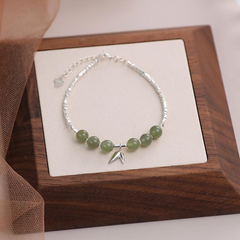 925 Sterling Silver Hotan Jade Lotus Seedpod Bracelet for Women Girl Retro Temperament Jewelry Gift Dropshipping