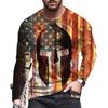 American Flag Print Long-Sleeved Men's T-shirt Spring Autumn Loose Tops Casual Fashion All-Match O-Neck Men Clothing 5XL EU Size