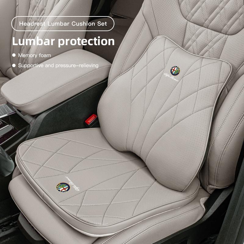 AGM1 Memory Cotton Car Seat Covers Breathable Neck Pillow Lumbar Support For Alfa Romeo Giulietta Mito 159 Giulia Stelvio 156 147