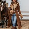 Women'S Vintage Western Overcoat - Long Brown Jacket,Women's Western Retro Coat Plush Autumn And Winter Warm Coat