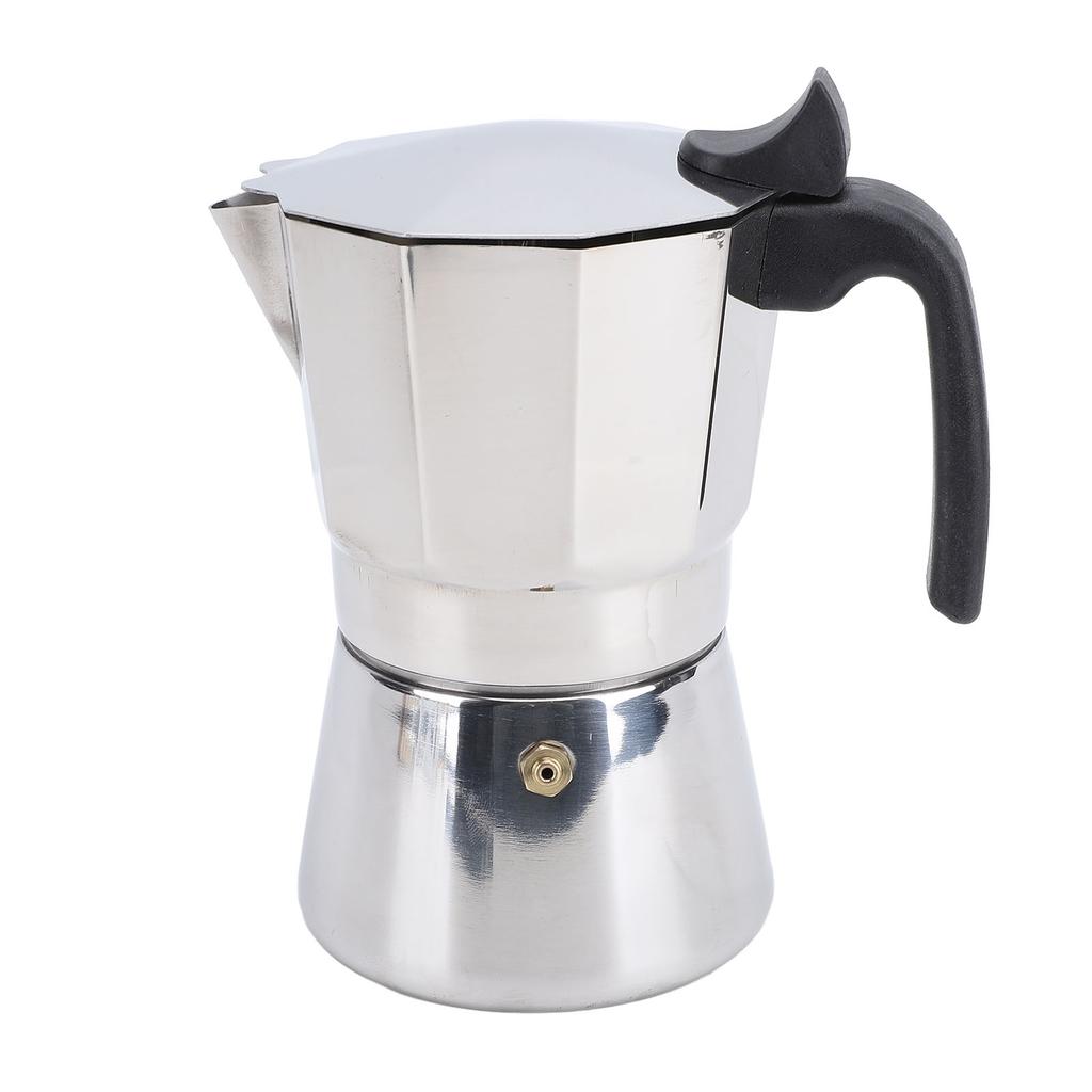 Гейзерная кофеварка из нержавеющей стали, восьмиугольная, равномерное распределение тепла, кофейник для плиты, серебристый
