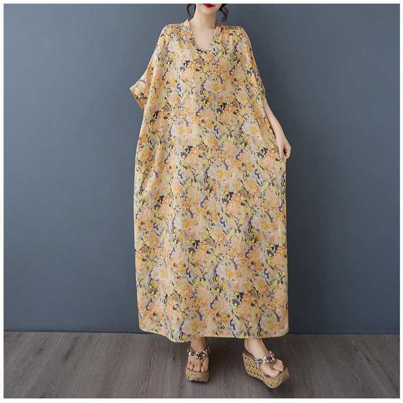 Женское винтажное длинное платье с узорами из хлопка и льна