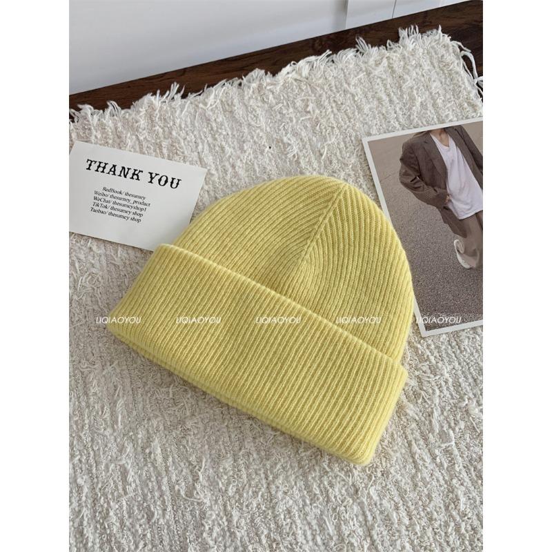 New Knitted Hat for Women In Autumn and Winter Korean Version Versatile High-quality Wool Hat Riding Warm Plus Velvet Thickened Cold Hat for Men
