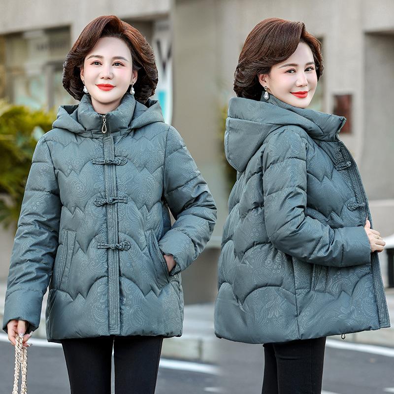 Middle-aged and Elderly Women's Winter Cotton-padded Coat Plus Velvet and Thickened Large Size Elderly Winter Cotton Clothes