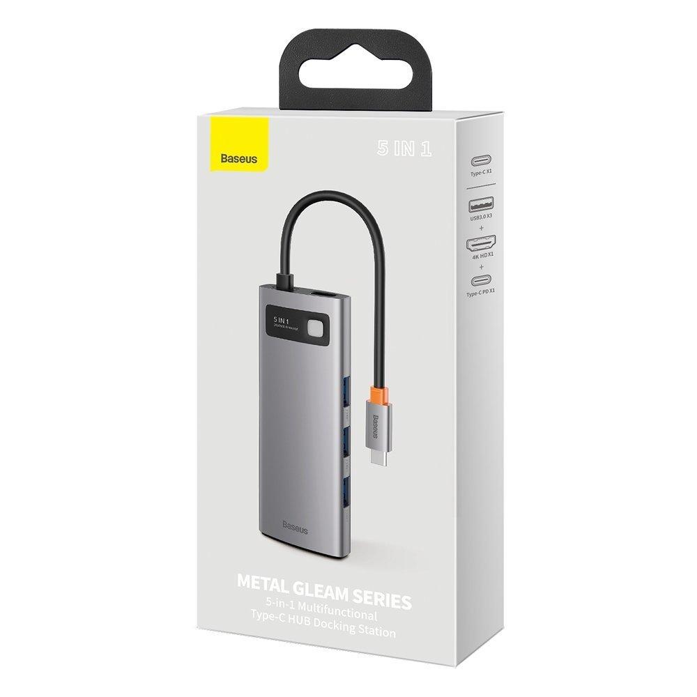 5in1 multifunctional HUB USBC PD 100W HDMI 4K 3x USB 32 gray